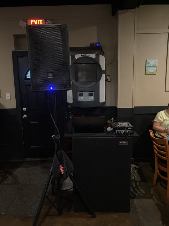 Before and after setting up for Hit List Bingo!